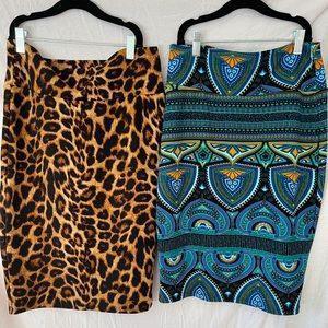 Lularoe pencil skirt lot leopard and blue size S